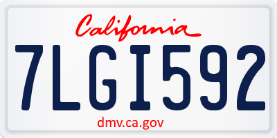 CA license plate 7LGI592