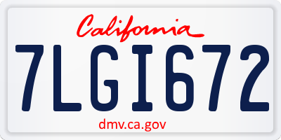 CA license plate 7LGI672