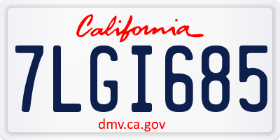 CA license plate 7LGI685