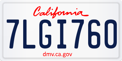CA license plate 7LGI760