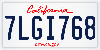 CA license plate 7LGI768