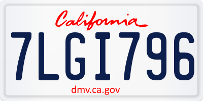 CA license plate 7LGI796