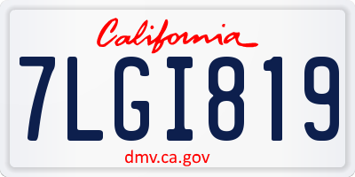 CA license plate 7LGI819