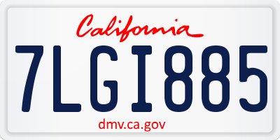 CA license plate 7LGI885