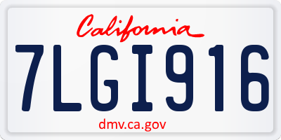 CA license plate 7LGI916