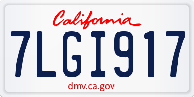 CA license plate 7LGI917