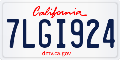 CA license plate 7LGI924