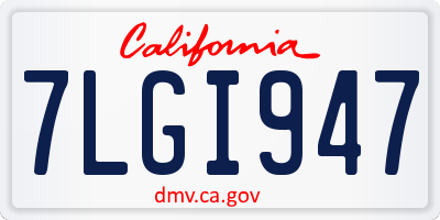 CA license plate 7LGI947