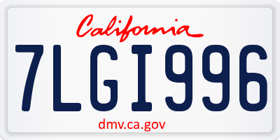 CA license plate 7LGI996