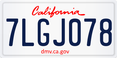 CA license plate 7LGJ078