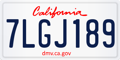 CA license plate 7LGJ189