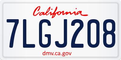 CA license plate 7LGJ208