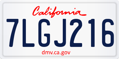 CA license plate 7LGJ216
