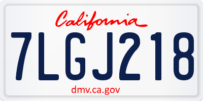 CA license plate 7LGJ218