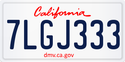 CA license plate 7LGJ333