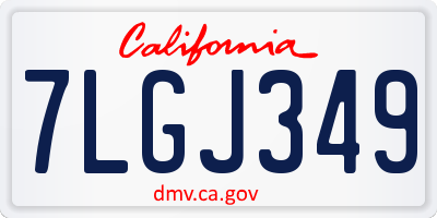 CA license plate 7LGJ349