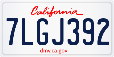 CA license plate 7LGJ392