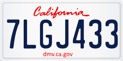 CA license plate 7LGJ433