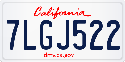 CA license plate 7LGJ522