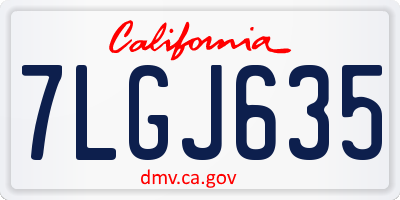 CA license plate 7LGJ635