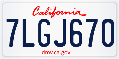 CA license plate 7LGJ670
