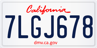 CA license plate 7LGJ678