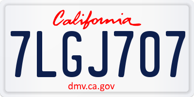 CA license plate 7LGJ707