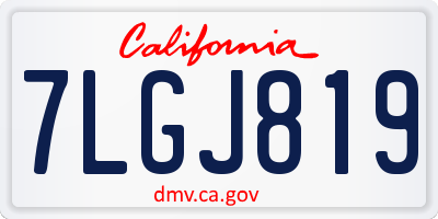 CA license plate 7LGJ819