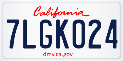 CA license plate 7LGK024