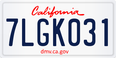CA license plate 7LGK031