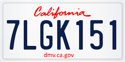 CA license plate 7LGK151