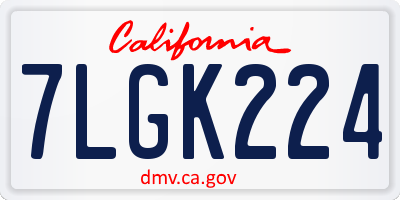 CA license plate 7LGK224