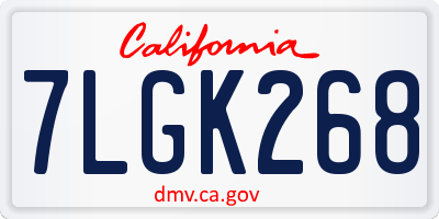 CA license plate 7LGK268
