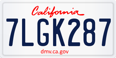 CA license plate 7LGK287