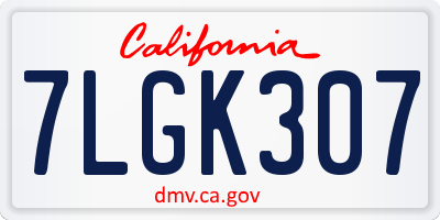 CA license plate 7LGK307