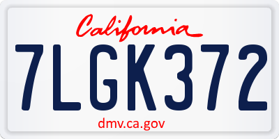 CA license plate 7LGK372