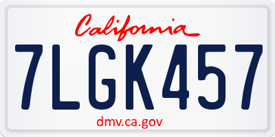 CA license plate 7LGK457