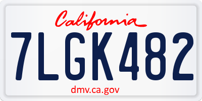CA license plate 7LGK482