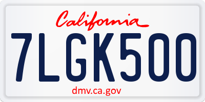 CA license plate 7LGK500