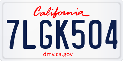 CA license plate 7LGK504
