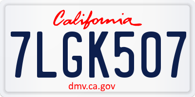 CA license plate 7LGK507