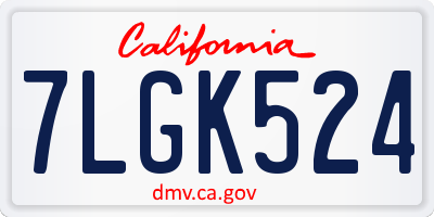 CA license plate 7LGK524
