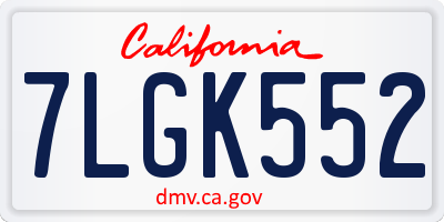 CA license plate 7LGK552