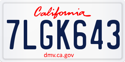 CA license plate 7LGK643