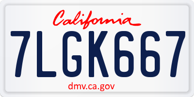 CA license plate 7LGK667