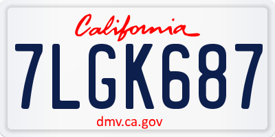 CA license plate 7LGK687