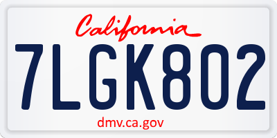 CA license plate 7LGK802