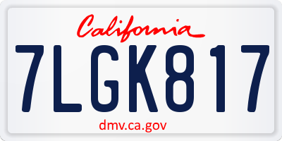 CA license plate 7LGK817