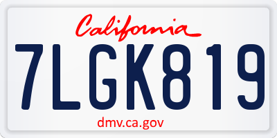 CA license plate 7LGK819