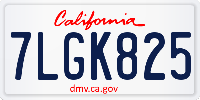 CA license plate 7LGK825